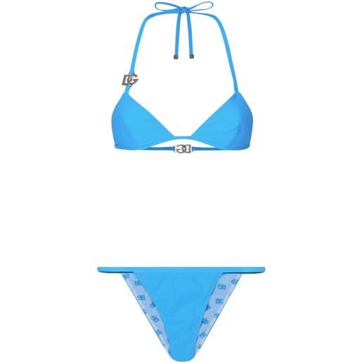 Dolce & Gabbana set bikini con logo dg - blu