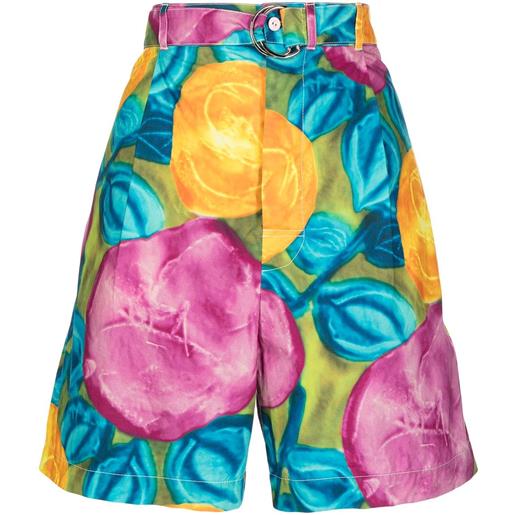 Marni shorts a fiori con cintura - multicolore