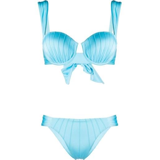 Noire Swimwear set bikini con nodo - blu