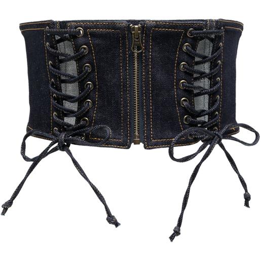 Jean Paul Gaultier top denim in stile corsetto - blu