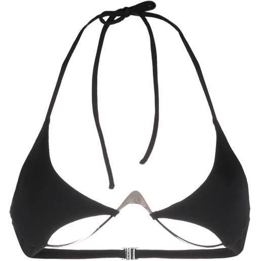 Mugler top bikini con placca logo - nero