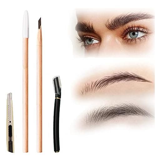 UIRPK waterproof wooden eyebrow pencil, wooden eyebrow pencil, non-smudging wooden eyebrow pencil, with eyebrow trimmer and pencil sharpening tool. (1x dark curry)