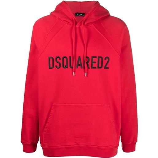 Dsquared2 raised-logo drawstring hoodie - rosso