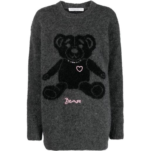Alessandra Rich maglione con intarsio teddy bear - grigio