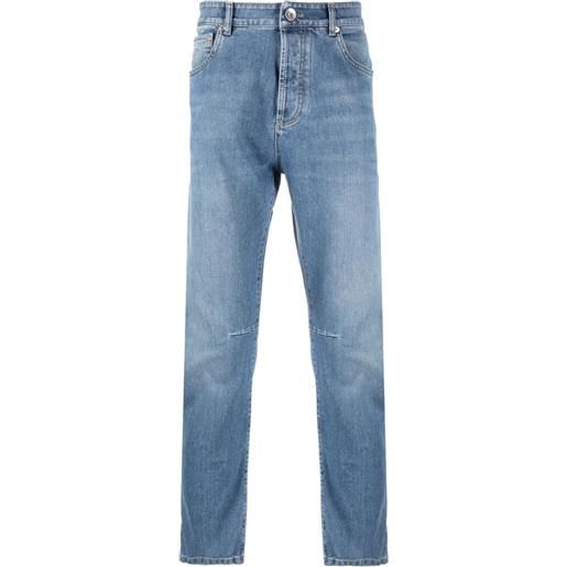 Brunello Cucinelli jeans affusolati a vita bassa - blu