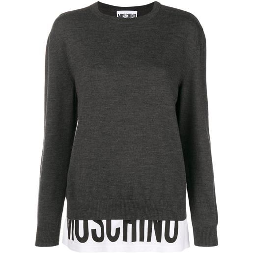 Moschino maglione con logo - grigio