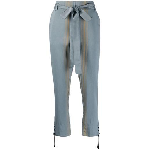 Ann Demeulemeester pantaloni crop a righe - blu