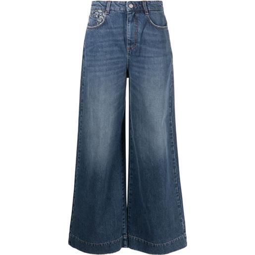 Stella McCartney jeans a gamba ampia con stampa - blu