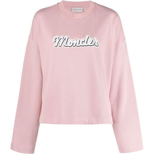 Moncler t-shirt a maniche lunghe con stampa - rosa