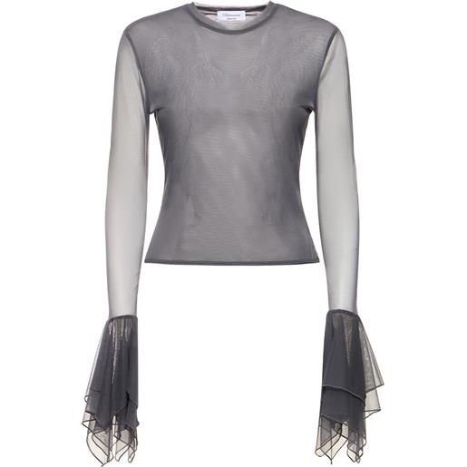 BLUMARINE top in tulle con ruches