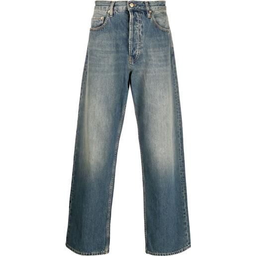 Golden Goose jeans dritti con effetto schiarito - blu