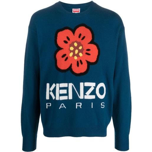 Kenzo maglione boke flower con intarsio - blu