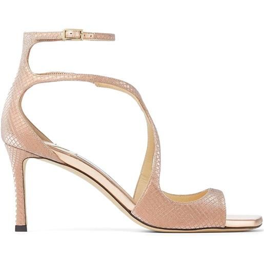 Jimmy Choo sandali azia con effetto serpente 75mm - rosa