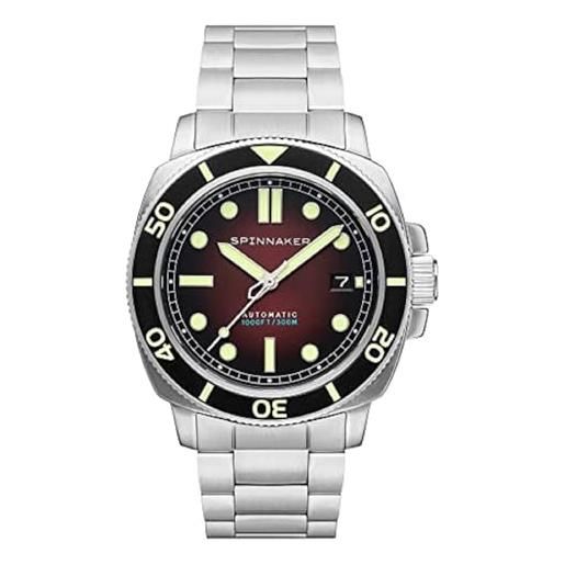 Spinnaker sp-5088 - orologio da uomo con 3 lancette con cinturino in vera pelle o acciaio inox, 42 mm, colore: rosso sfumato. , bracciale