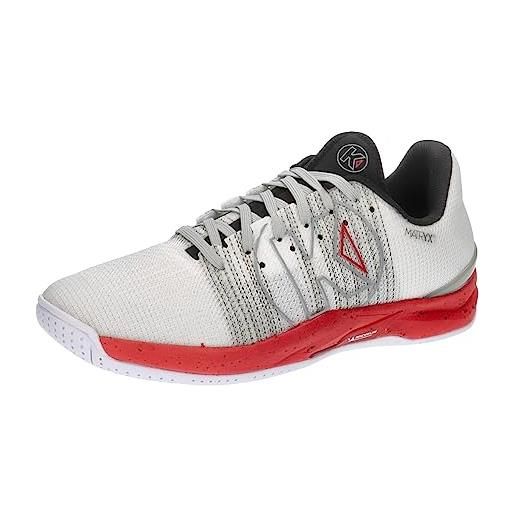 Kempa attack one 2.0, pallamano, scarpe sportive unisex-adulto, bianco/rosso, 40.5 eu