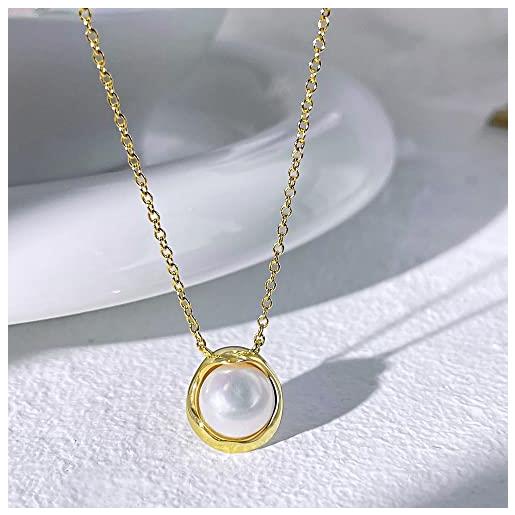 Rawrr lusso leggero, semplice, semi-confezionato, collana di perle, design minoranza femminile, alta qualità, stile elegante, collana, collana di moda estiva (oro)