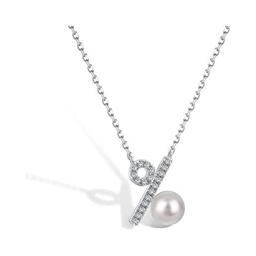Rawrr collana con ciondolo di perle di lusso leggero e minimalista per la minoranza femminile design di alta qualità elegante collana di stile elegante collana di moda estiva gioielli (argento)