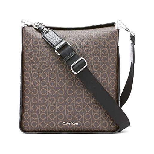 Calvin Klein borsa a tracolla grande fay north/south donna, logo mandorla/taupe/bloodstone