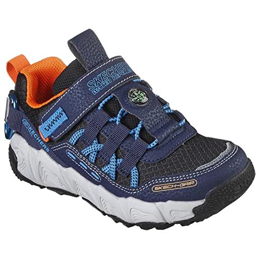 Skechers 406423l nvor, scarpe da ginnastica, navy synthetic/textile/blue & orange trim, 27 eu