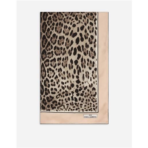 Dolce & Gabbana foulard 90x90 in twill stampa leopardo