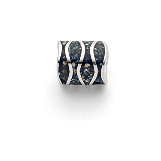 DUR ciondolo a forma di onda per collana in argento sterling 925 con opale di mare mosaico, nero, p4258, 11 mm, argento sterling, nessuna pietra preziosa