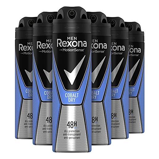Rexona cobalt deodorante spray men, confezione da 6 (6 x 150 ml)
