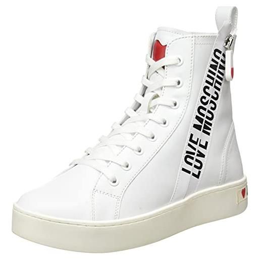 Love Moschino, scarpe da donna, pre collezione autunno inverno 2021, sneaker, bianco, 41 eu