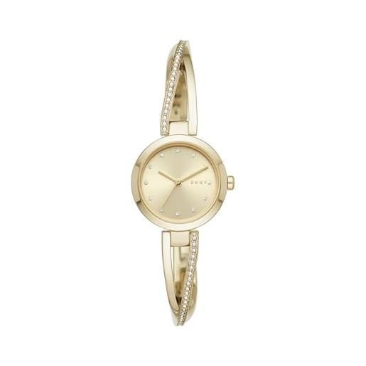 DKNY orologio crosswalk da donna, movimento a tre lancette, cassa in acciaio inossidabile gold 26 mm con bracciale in acciaio inossidabile, ny2830