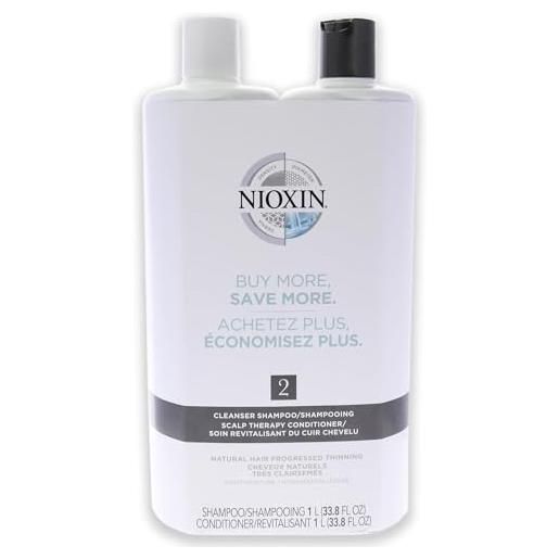 Nioxin, system 2 kit detergente e balsamo curativo per il cuoio capelluto, confezione da 958,2 g