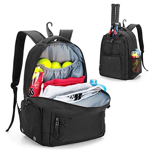 DSLEAF borsa da tennis per uomo/donna per contenere 2 racchette, zaino da tennis con spazio separato per scarpe per sport e allenamento