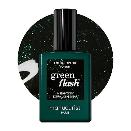 Manucurist smalto semipermanente green flash - smalto per unghie gel - smalto 12-free, bio-based (84% ) - made in france - 15 ml (poison)
