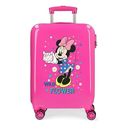 Disney minnie wild flower - valigia da cabina rosa 38 x 55 x 20 cm rigida abs chiusura a combinazione laterale 34 2 kg 4 ruote doppie bagaglio a mano