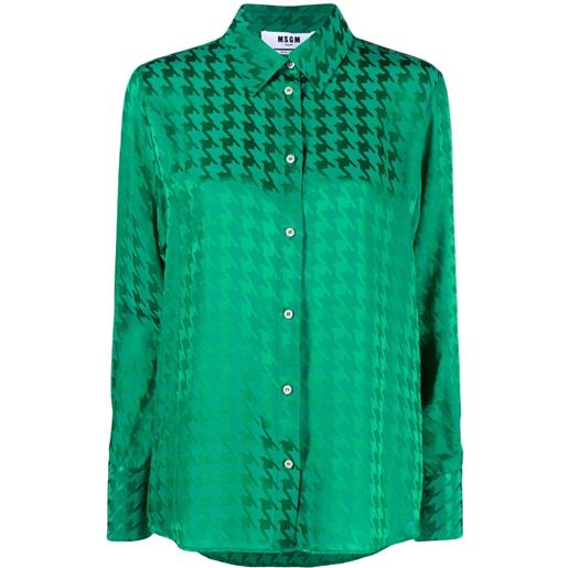 MSGM camicia in pied-de-poule - verde