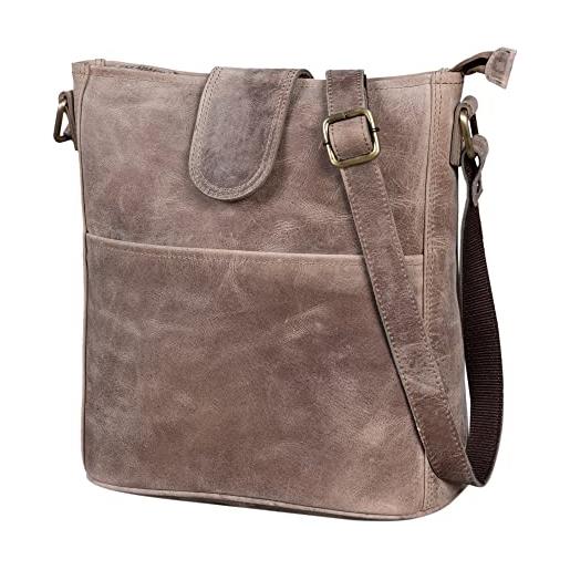 LEABAGS borsa a mano da donna | borsa a tracolla in vera pelle di alta qualità | borsa a spalla | borsa per lavoro, università, scuola e tempo libero | taglia l (31 x 23 x 6 cm) | fox