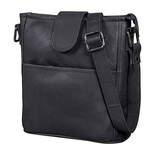 LEABAGS borsa a mano da donna | borsa a tracolla in vera pelle di alta qualità | borsa a spalla | borsa per lavoro, università, scuola e tempo libero | taglia l (31 x 23 x 6 cm) | nut