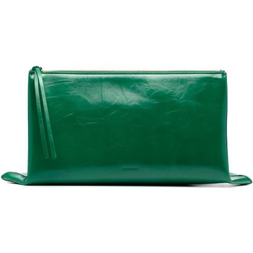 Jil Sander clutch con logo goffrato - verde