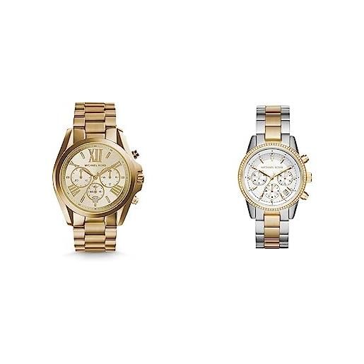 Michael Kors orologio bradshaw donna, movimento cronografo, cassa in acciaio inossidabile dorata da 43 mm, mk5605 & orologio ritz donna, movimento cronografo al quarzo, cassa 37 mm in acciaio
