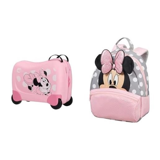 Samsonite suitcase disney, valigia per bambini, unisex rosa (minnie glitter), 51 cm & disney ultimate 2.0 zainetto per bambini 28.5 x 23.5 x 13.5 cm, 7 litri, multicolore (minnie glitter)