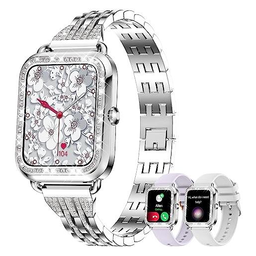 fitonyo smartwatch orologio donna chiamate e risposta diamond, 1.29''smartwatch notifiche messaggi, cardiofrequenzimetro, spo2/monitoraggio del sonno, 19 sport orologio smartwatch donna per android ios