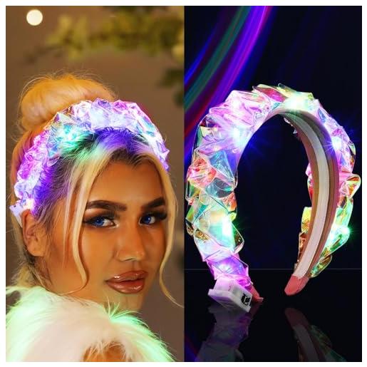 Yean fascia luminosa per capelli con corona luminosa per capelli laser da discoteca notturna, accessorio per capelli per donne e ragazze (intrecciato)