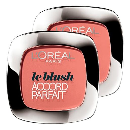 L'OREAL PARIS l'oréal paris le blush accord parfait in polvere colore 145 bois de rose formula setosa a lunga durata con applicatore e specchietto - 2 cosmetici