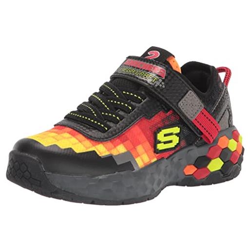 Skechers 402204l bkrd, scarpe da ginnastica bambini e ragazzi, black red textile synthetic red orange, 27 eu