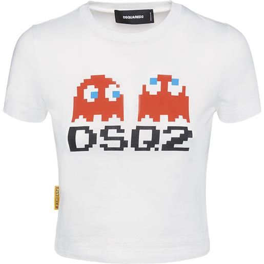 DSQUARED2 t-shirt cropped pac-man in jersey di cotone