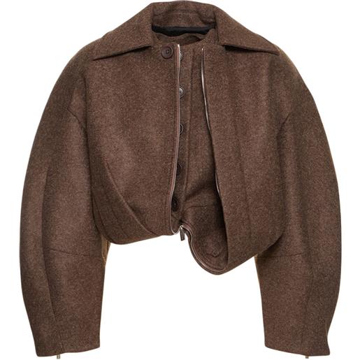 JACQUEMUS giacca cropped le manteau feltro / manica raglan