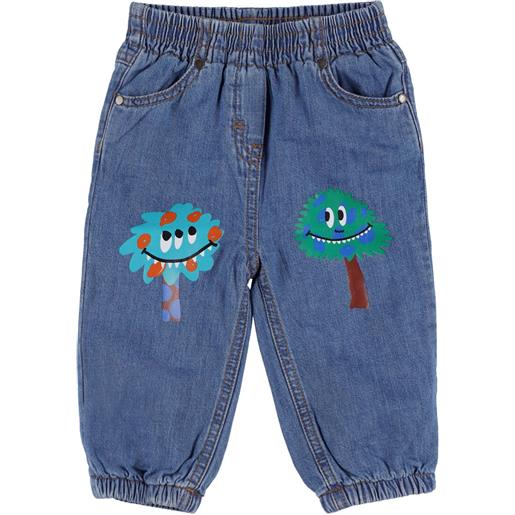 STELLA MCCARTNEY KIDS jeans monster in denim di cotone con stampa