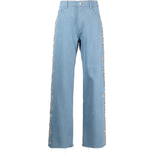 Magda Butrym jeans a gamba ampia con cristalli - blu