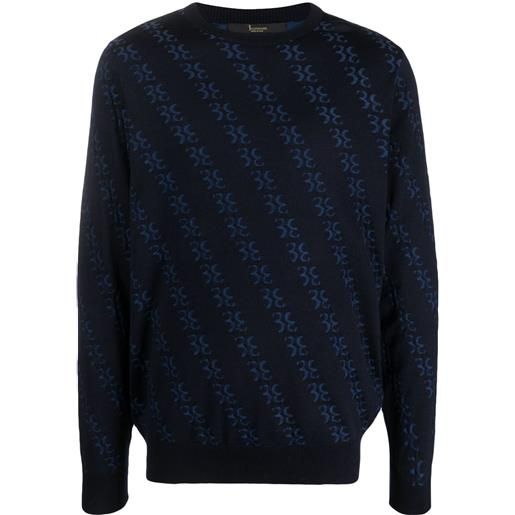Billionaire maglione con monogramma jacquard - blu