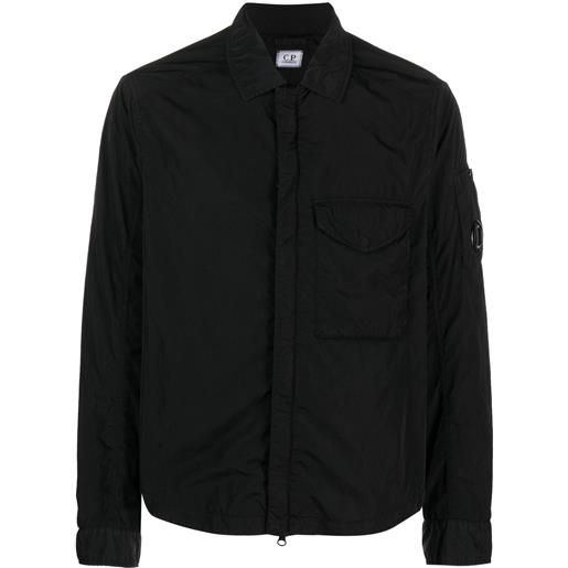 C.P. Company giacca-camicia con placca logo - nero