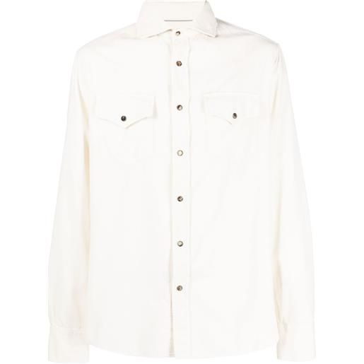Brunello Cucinelli camicia con stile western - bianco