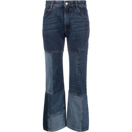 Chloé jeans crop svasati con design patchwork - blu